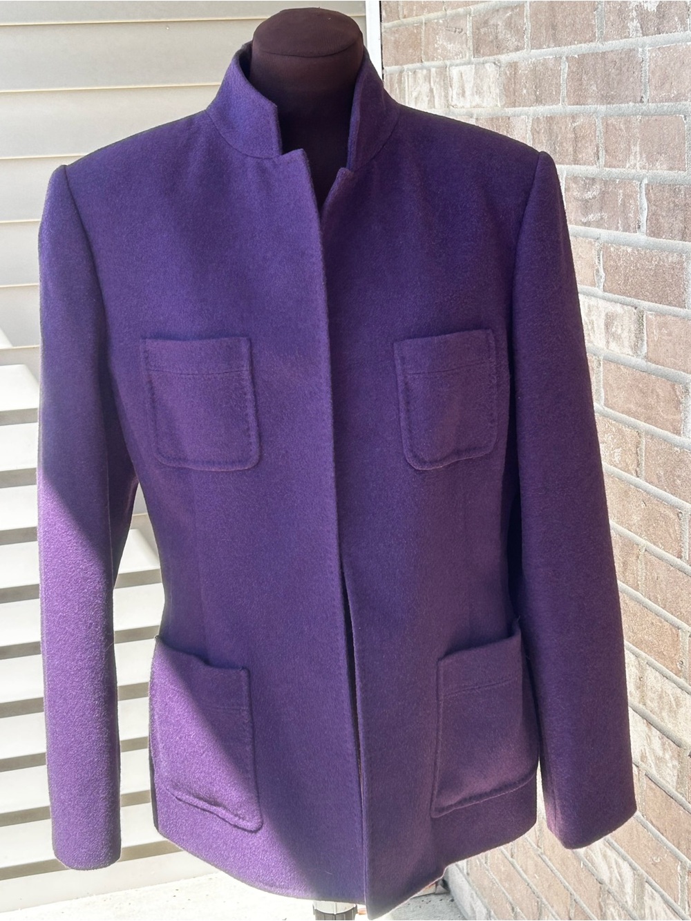 VTG ANNE KLEIN s12 angora/wool blazer-plum color-super soft-pristine condition